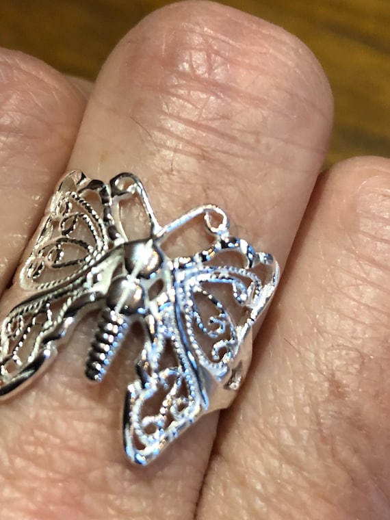 Vintage  925 Sterling Silver Gothic Butterfly Ring