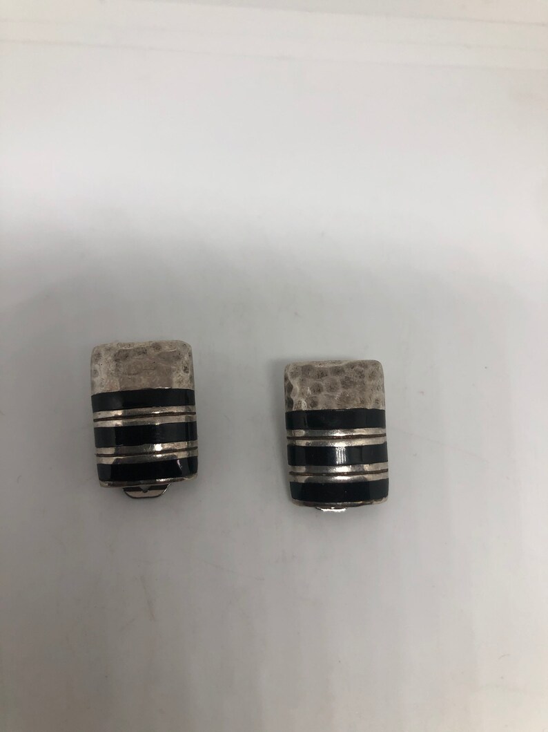 Antique vintage Marcasite 925 sterling silver clip on button earrings