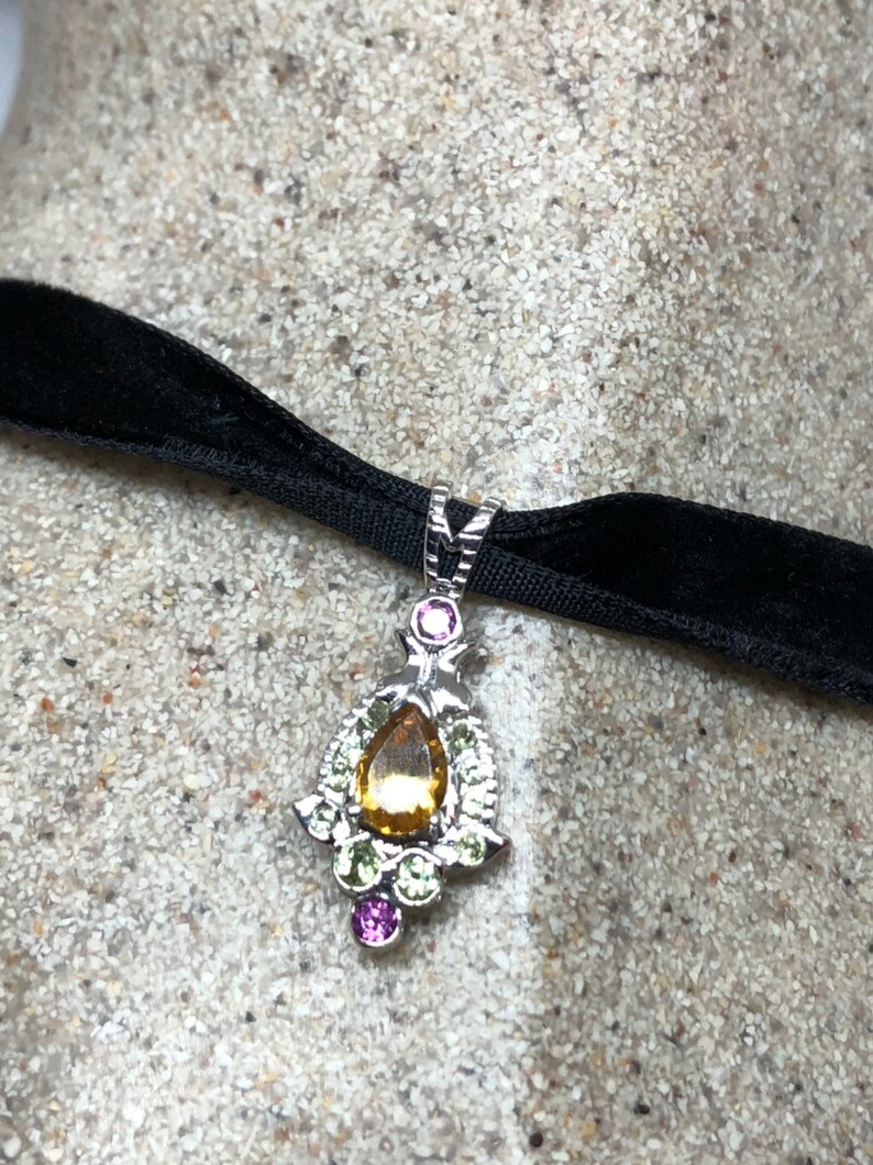 Nemesis Vintage Handmade Sterling Silver Golden lemon Citrine Pendant