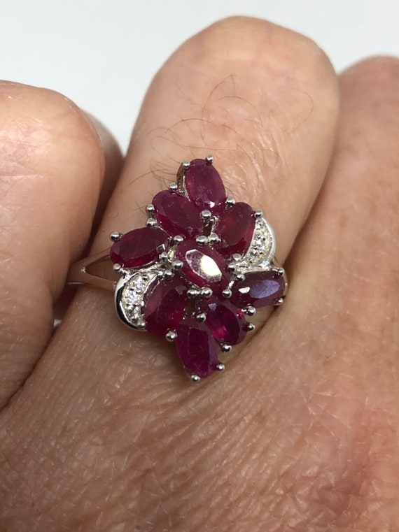 Vintage Handmade Pink Ruby Setting Sterling Silve… - image 1