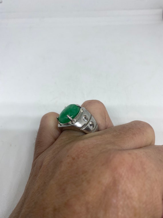 Vintage Lucky Green Nephrite Jade Ring - image 10