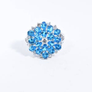 Vintage Genuine Blue Topaz 925 Sterling Silver Ring