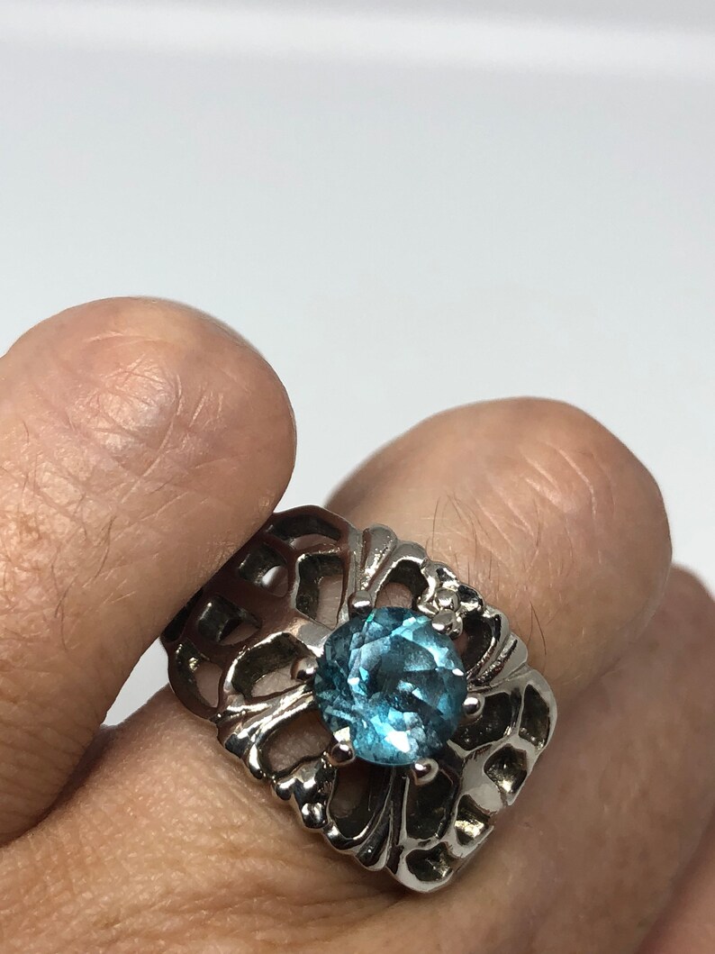 Vintage Genuine shops Blue Topaz 925 Sterling Silver Ring