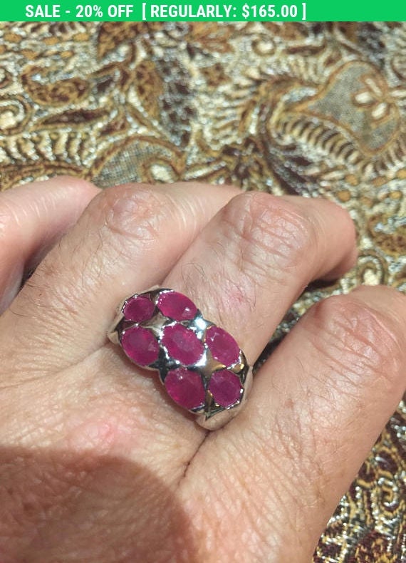 Vintage Handmade Pink Ruby Setting Sterling Silve… - image 2