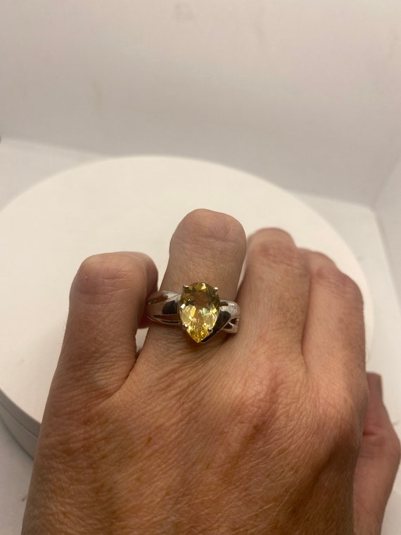 Vintage Golden Citrine 925 Sterling Silver Ring - image 6