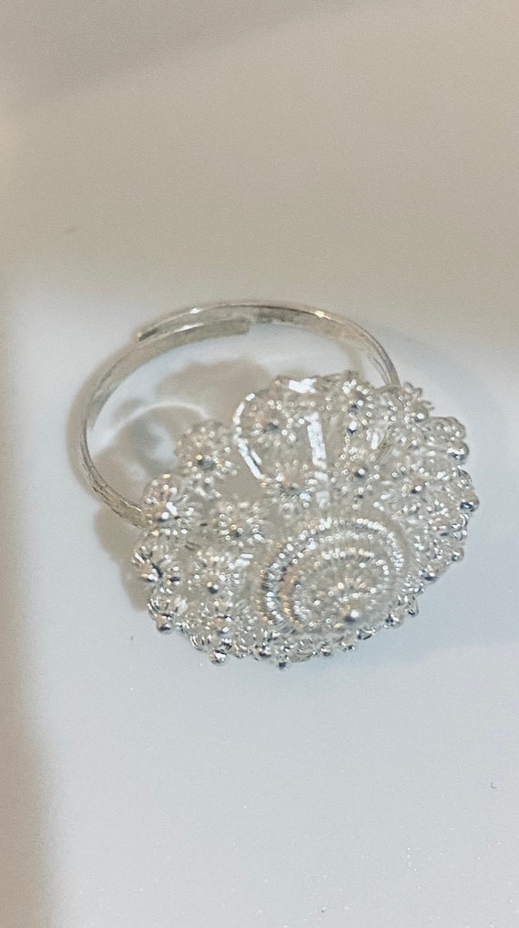 Vintage 925 Sterling Silver Filigree Ring - image 2