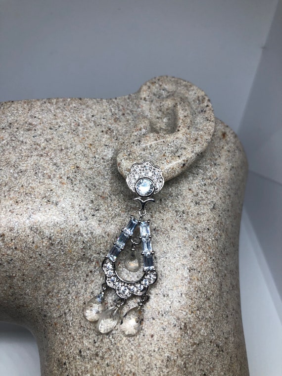 925 Sterling Silver CZ Crystal Chandelier Earring… - image 5