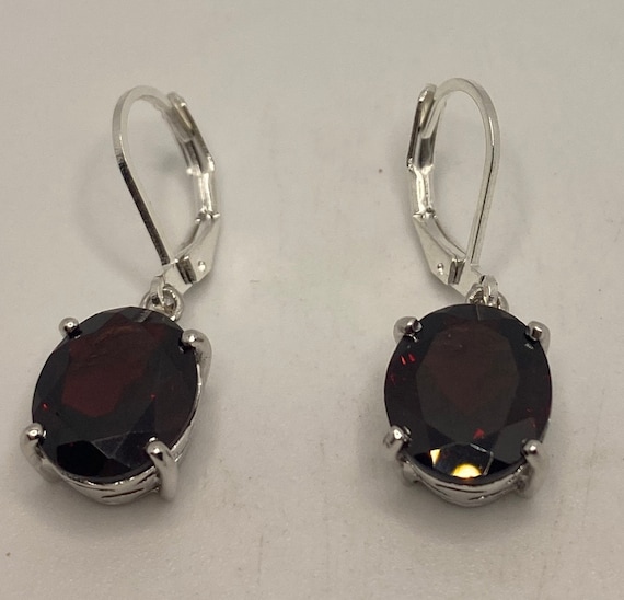 Vintage Handmade 925 Sterling Silver Garnet Earri… - image 6