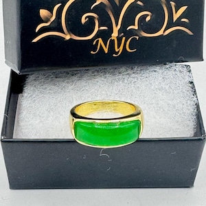 Vintage Grün Spaß Jade Silber Edelstahl Herrenring