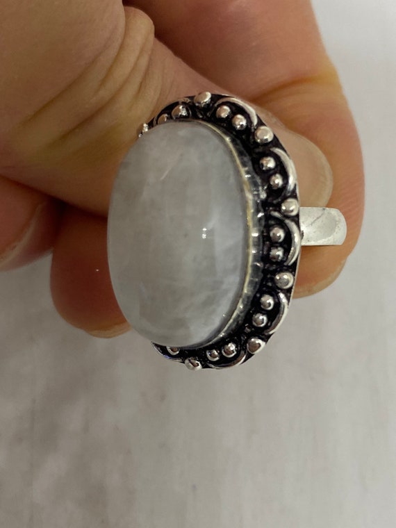 Vintage Genuine Rainbow Moonstone Ring - image 7