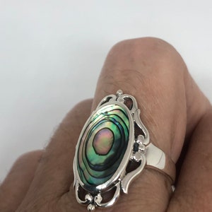 Antique Abalone  Filigree Sterling Silver Ring