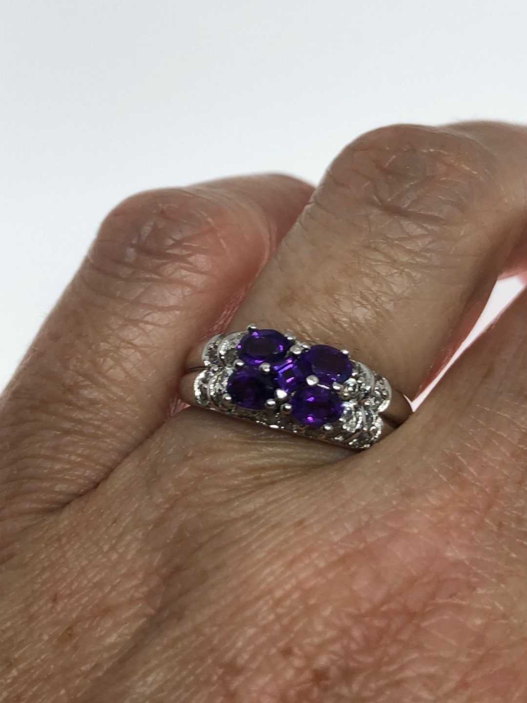 Vintage Handmade Deep Purple Genuine Amethyst Setting 925 Sterling ...