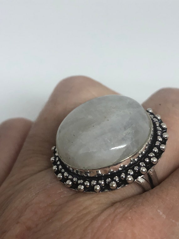 Vintage Genuine Blue White Rainbow Moonstone Ring… - image 8