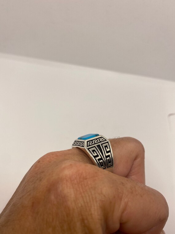 Vintage Turquoise Mens Ring in 925 Sterling Silver - Gem