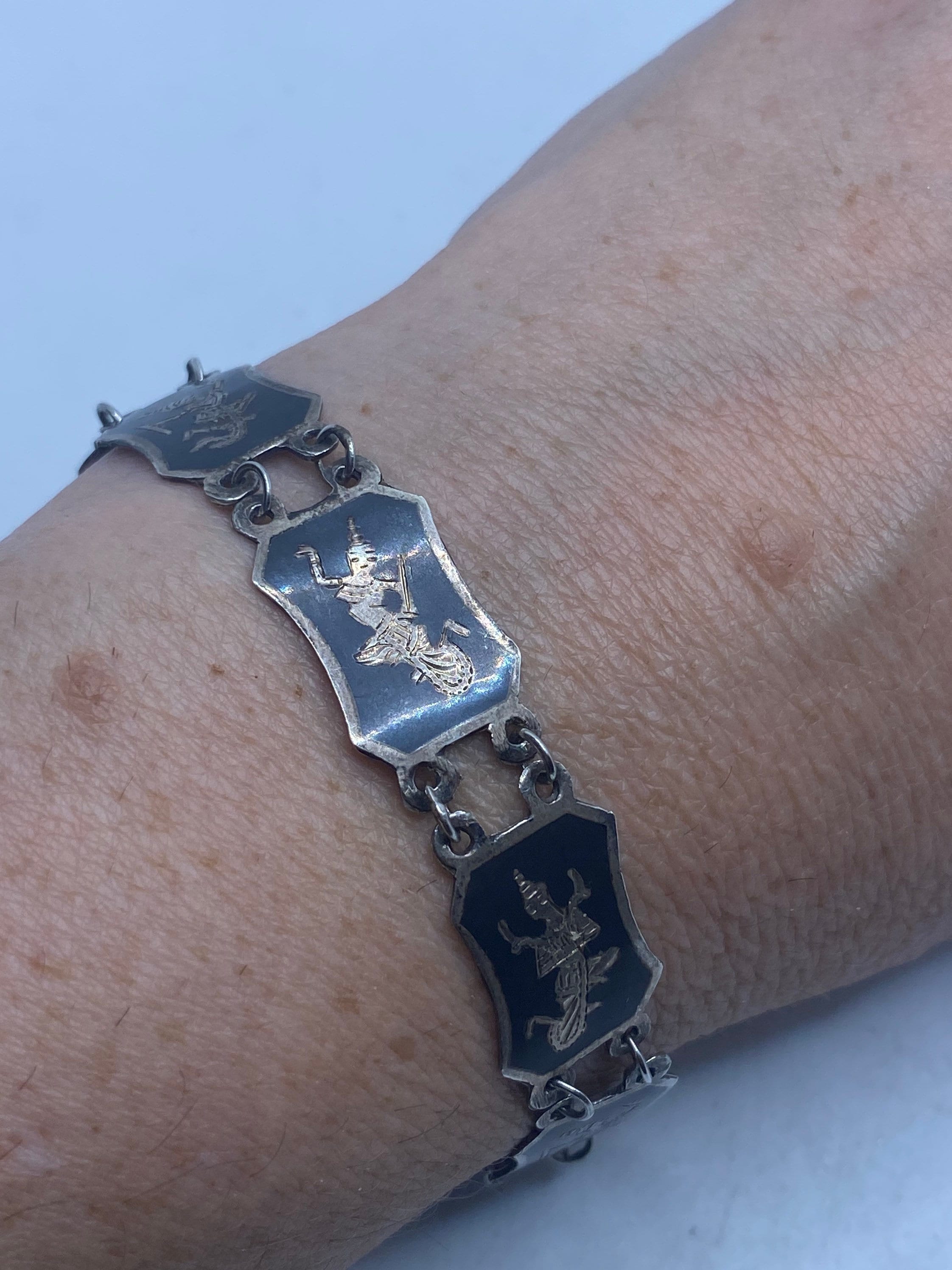 Vintage Siam 925 Sterling Silver Bracelet Dancing Goddess - Etsy 日本