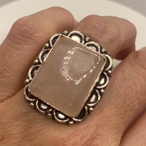 Vintage Genuine Rose Quartz Silver Ring