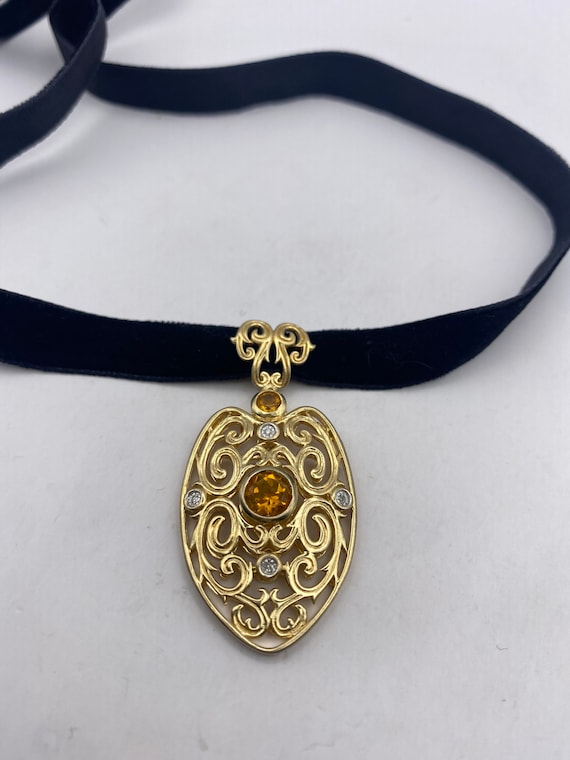 Vintage Gold Pendant | Hungarian Genuine Citrine G