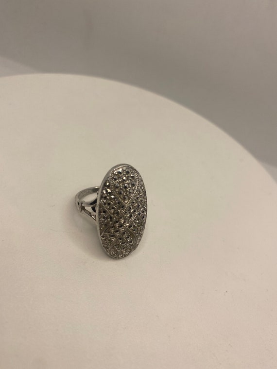 Vintage Marcasite 925 Sterling Silver Cocktail Ri… - image 3