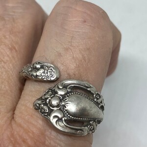 Vintage  Sterling Silver Spoon Handle Adjustable Ring