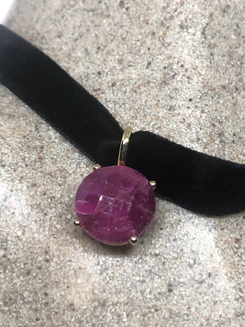 Vintage Handmade 925 Sterling Silver Gold Rhodium Finish Ruby Pendant