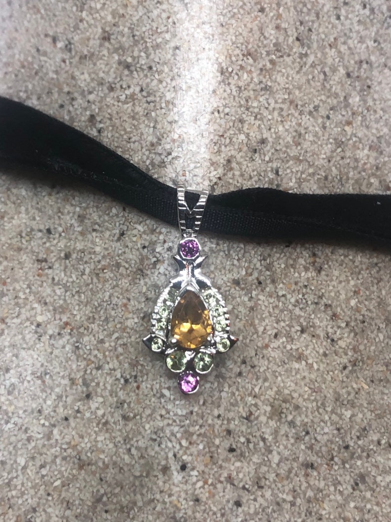 Nemesis Vintage Handmade Sterling Silver Golden lemon Citrine Pendant