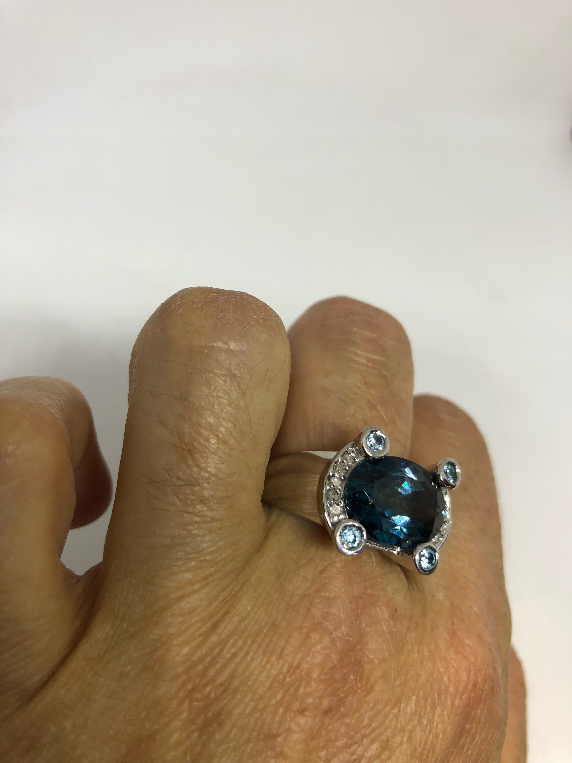 Vintage Genuine London Blue Topaz 925 Sterling Silver Ring - Etsy