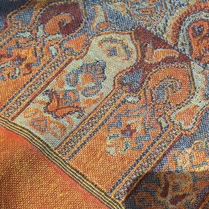 Blue Orange Vintage Paisley Brocade Pashmina Scarf Wrap Shawl image 4