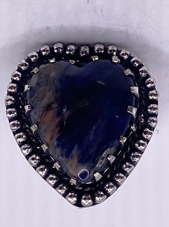 Vintage Blue Genuine Lapis Lazuli Heart Ring - image 2