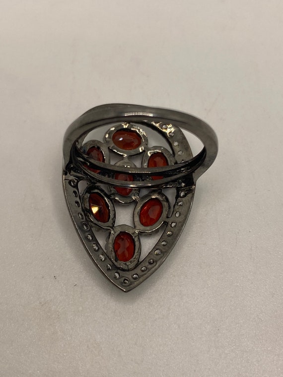 Vintage Red Garnet 925 Sterling Silver Ring - image 4