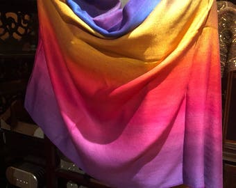 Vintage Rainbow Pride Brocade Pashmina Scarf Wrap Shawl