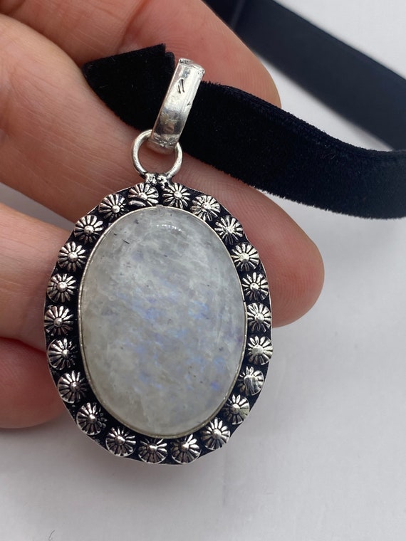 Vintage Raw Rainbow Moonstone Choker Necklace