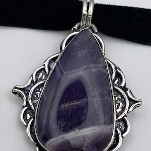 Vintage Purple Amethyst Choker Bohemian Cabochon Droplet Necklace