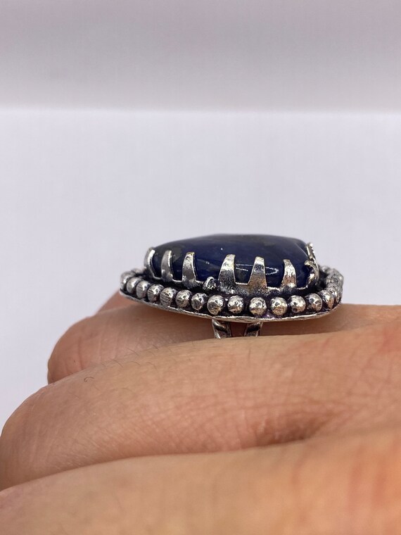 Vintage Blue Genuine Lapis Lazuli Heart Ring - image 10