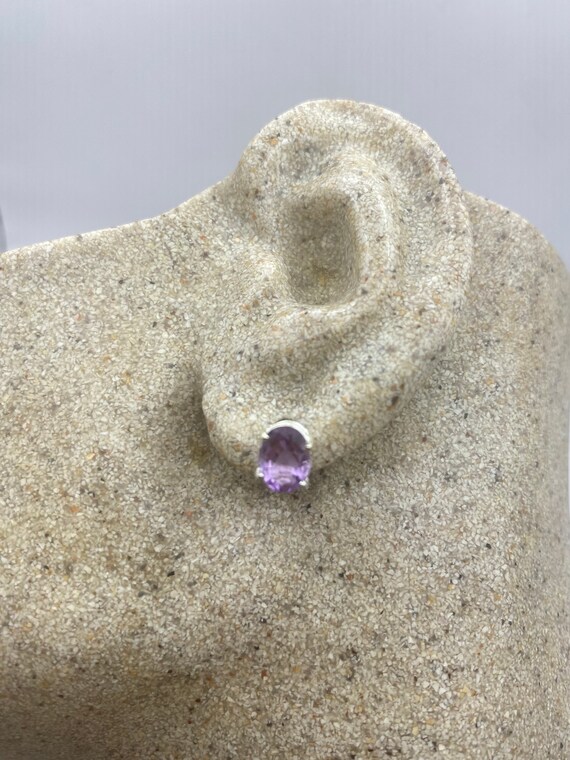 Vintage Purple Amethyst Earrings 925 Sterling Sil… - image 6