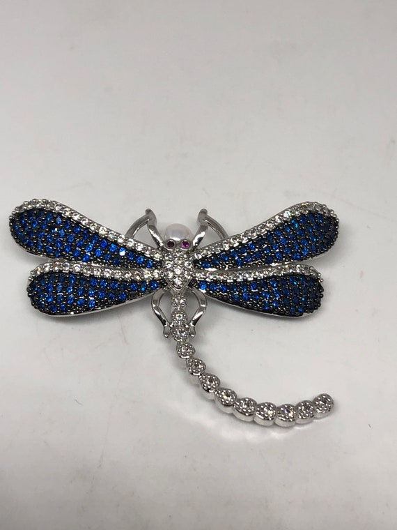 Blue and White Lab-Created Sapphire Dragonfly Pendant in Sterling Silver |  Peoples Jewellers