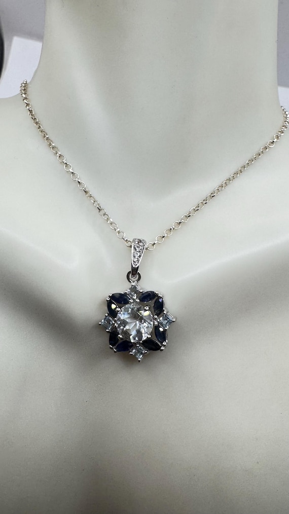 Peora Aquamarine Pendant Necklace – 925 Sterling Silver, 2 Carat Radiant Cut, 18 Inch Chain, March Birthstone