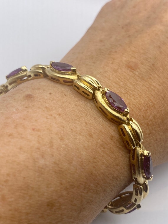 Vintage Purple Alexandrite Tennis Bracelet Golden… - image 2