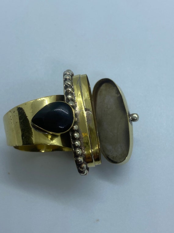 Large Stone Brass Knuckle poison pillbox Adjustab… - image 4