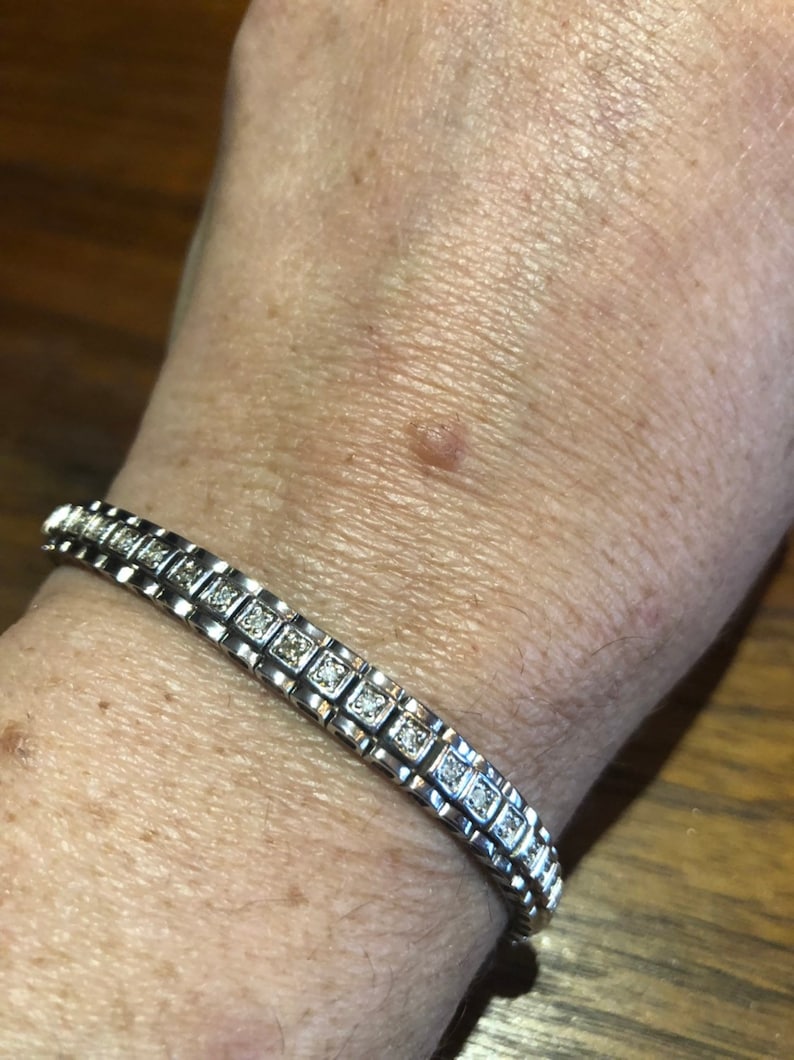 Handmade Genuine white Sapphires Rhodium Finished 925 Sterling Silver Tennis Bracelet