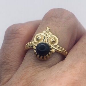 Vintage Black Onyx Golden Bronze Cocktail Ring