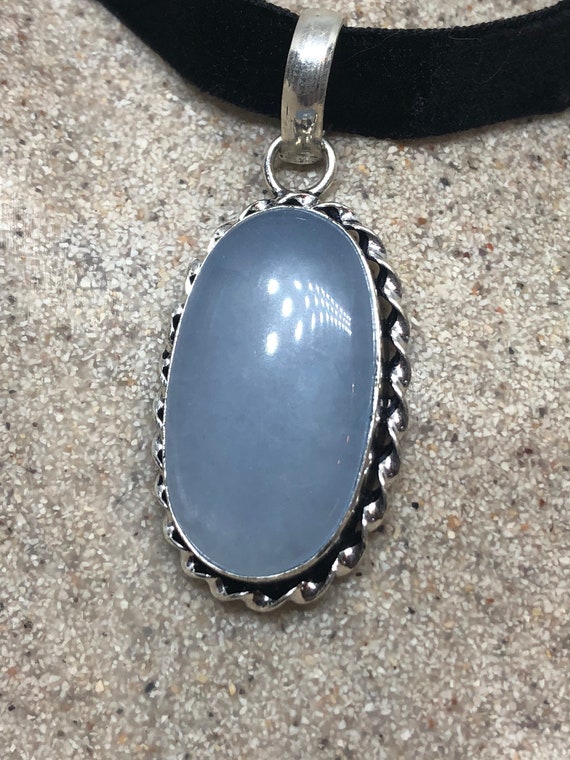 Hand Made Blue chalcedony Choker Necklace - image 4