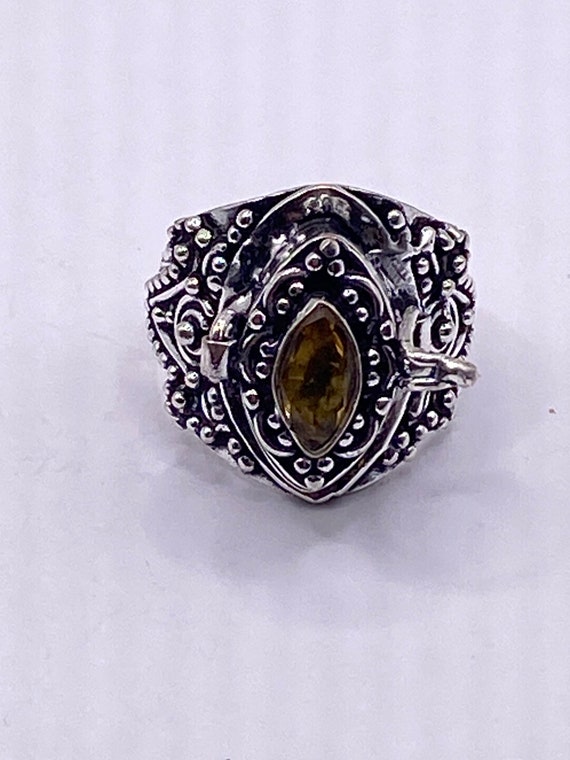 Vintage White Bronze Poison Pillbox Ring - image 1