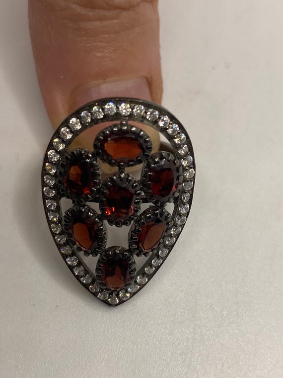 Vintage Red Garnet 925 Sterling Silver Ring - image 5