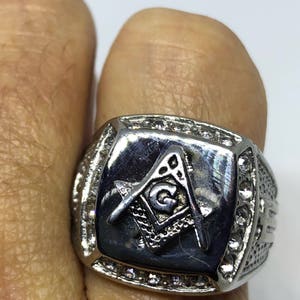 Vintage Gothic Silber Edelstahl Free Mason G Herrenring