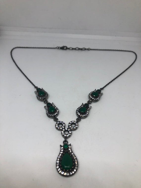 Genuine Green Quartz and Crystal Sterling Silver … - image 8