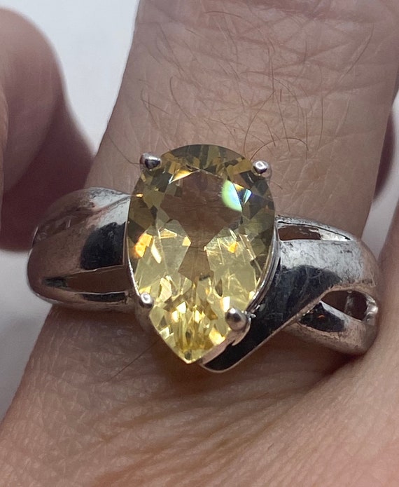 Vintage Golden Citrine 925 Sterling Silver Ring - image 1