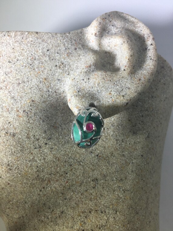 Vintage Handmade 925 Sterling Silver Green malach… - image 6