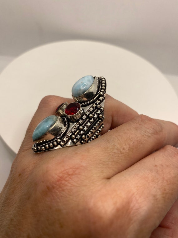 Vintage Blue Larimar Silver Ring - image 4