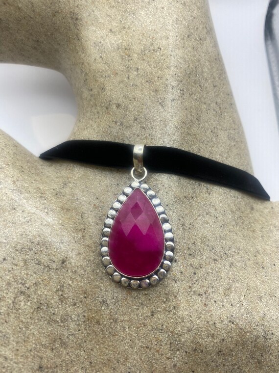 Vintage Antique Pink Raw Ruby Choker Necklace - image 4