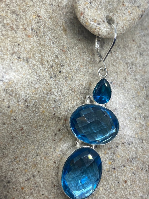 Antique Vintage Blue Topaz and Volcanic Glass Sil… - image 4